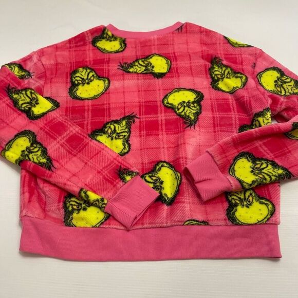 The Grinch Fleece Pink Green Velour Sweater Pullover Size Medium New - Picture 7 of 8